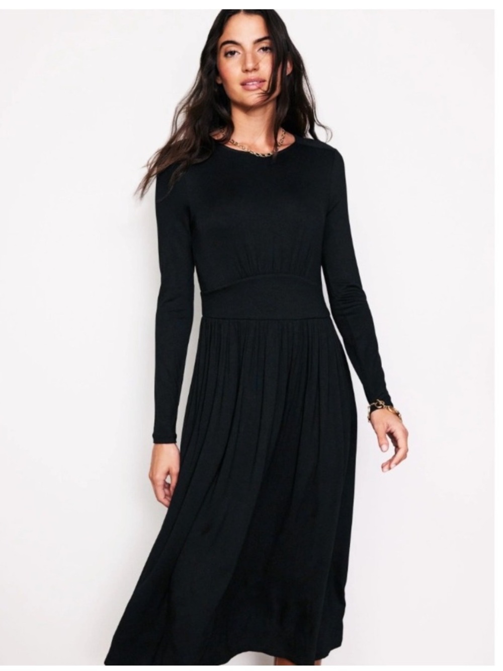 Boden Thea Long Sleeve Jersey Dress black Size UK 10 US 6